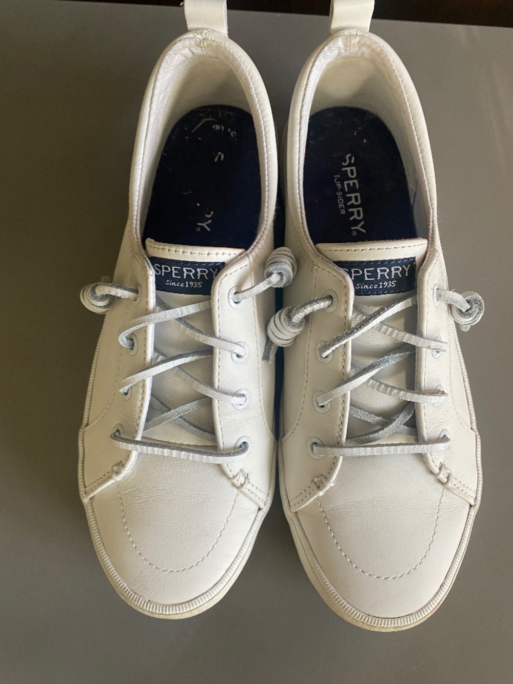 Sperry Top-Sider Women’s Size 8 White Leather Crest Vibe Sneakers STS84423
